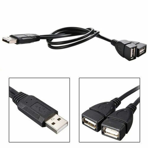 Male USB 2.0 1 To 2 Dual USB Female Data Hub Power Adapter Splitter Cable Line_voghion.com