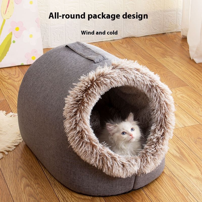 Nido per animali domestici caldo e spesso, antigraffio, per cani e gatti, comodo per autunno e inverno, a pelo lungo, portatile_voghion.com