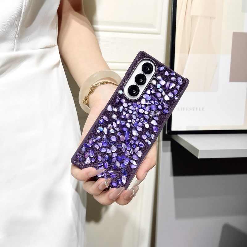 Glitter Colorful Stones Zfold7 Phone Case For Samsung Galaxy Z Fold 7 6 5 4 3 Zfold6 Shockproof Silicone Cover_voghion.com