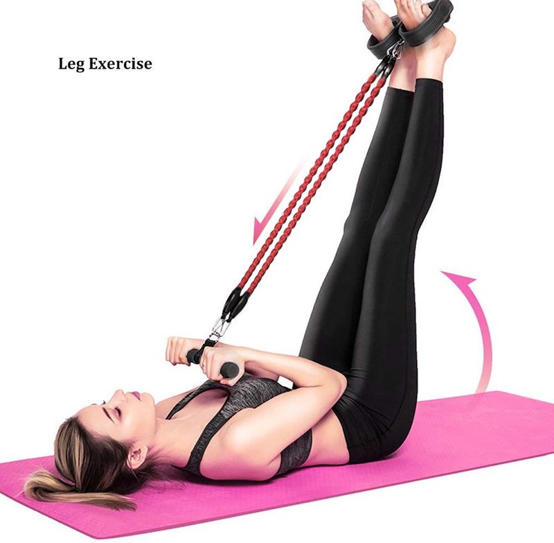 Multifunctional Set Foot Pedal Latex Anti-Breakage Band Four-Tube Resistance Trainer_voghion.com