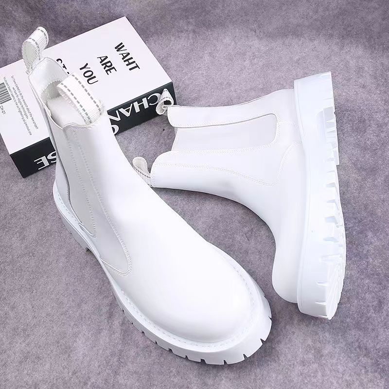 Men's Shoes boots men's Martin boots autumn and winter plus velvet high-top casual leather shoes British versatile thick-soled knight short boots_voghion.com