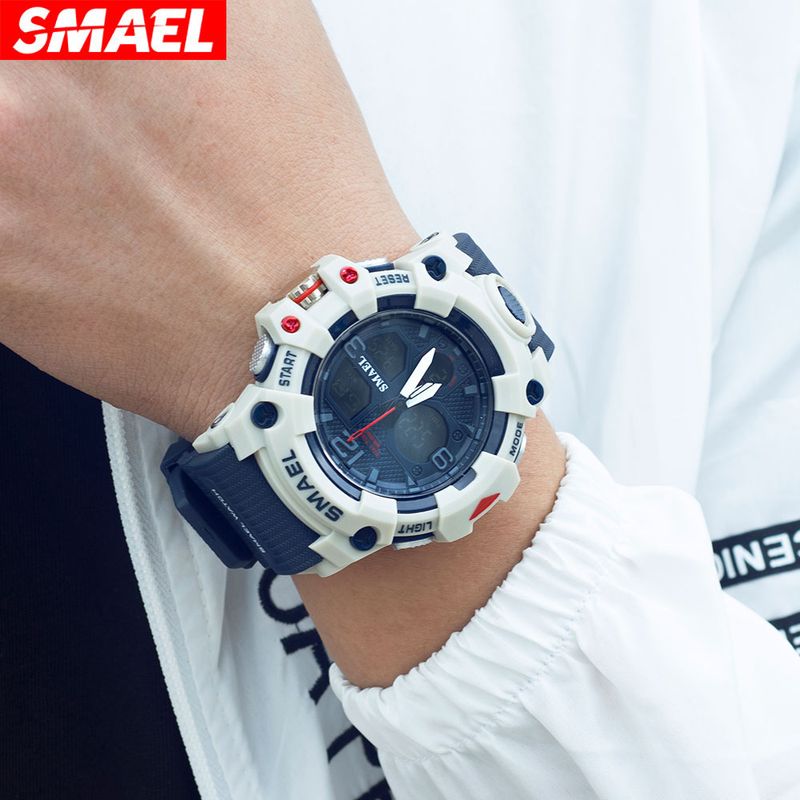 Smael smael orologio da uomo sportivo multifunzionale impermeabile orologio sveglia orologio elettronico di tendenza a doppio display_voghion.com