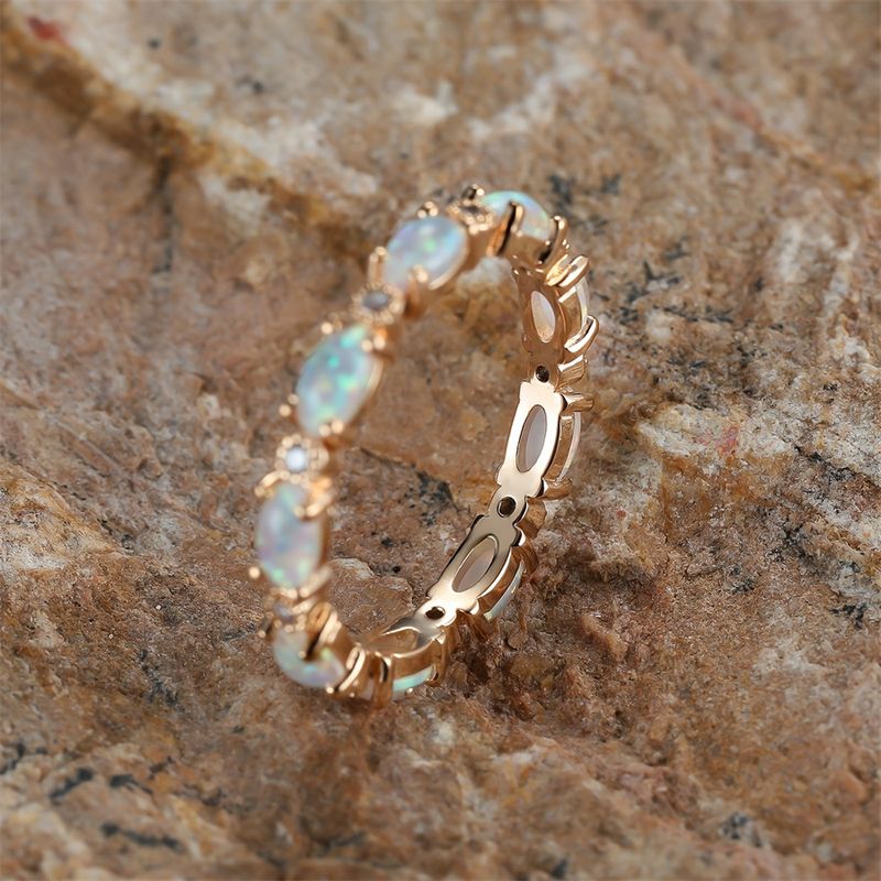 Yinchen Schmuck für Damen, runder Opalring_voghion.com