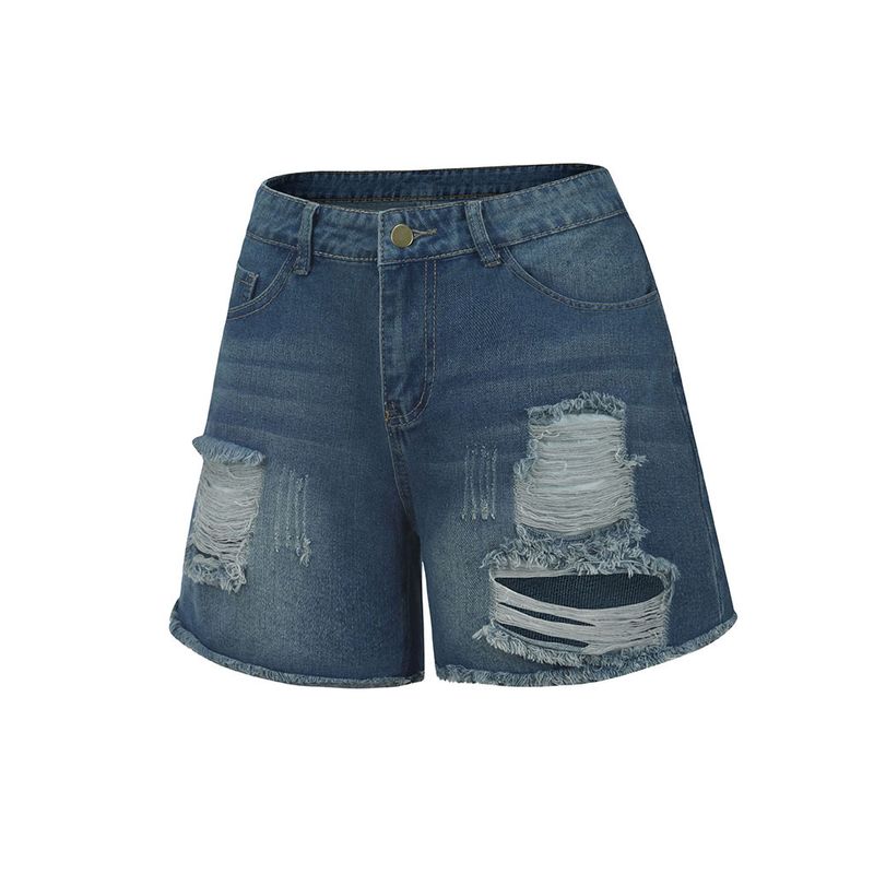 Damenbekleidung High Waist Ripped Washed Denim Shorts Hot Pants für Damen_voghion.com