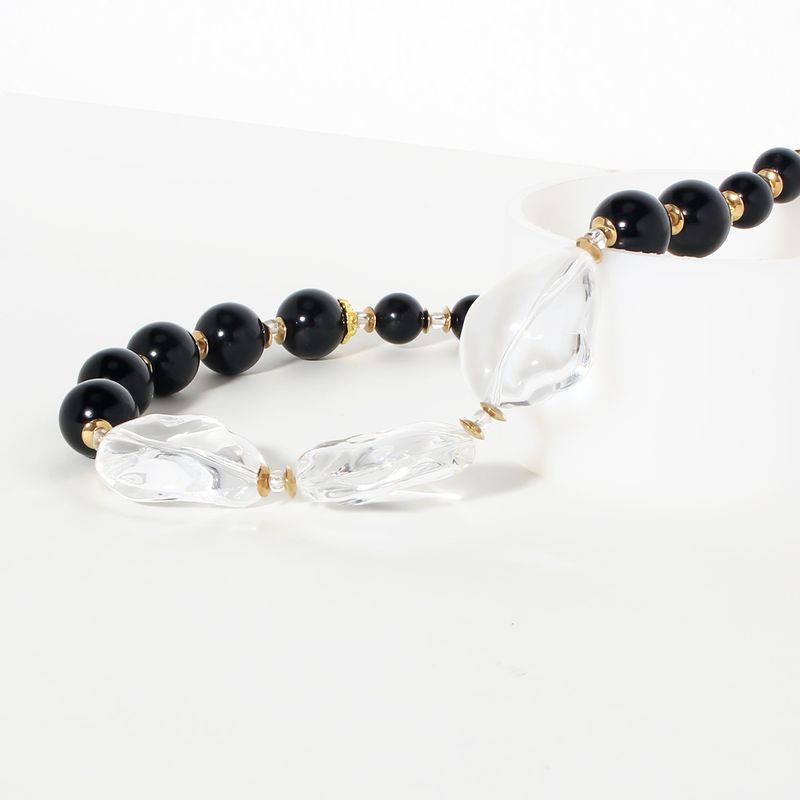 Sieraden overdreven transparante kristal kralen ketting zwarte parel sleutelbeen ketting NK23780_voghion.com
