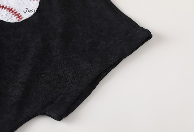 hot selling 2024 Spring And Summer Sequin Baseball Game Loose T-Shirt Women's Short-Sleeve O-Neck Pullover Top_voghion.com