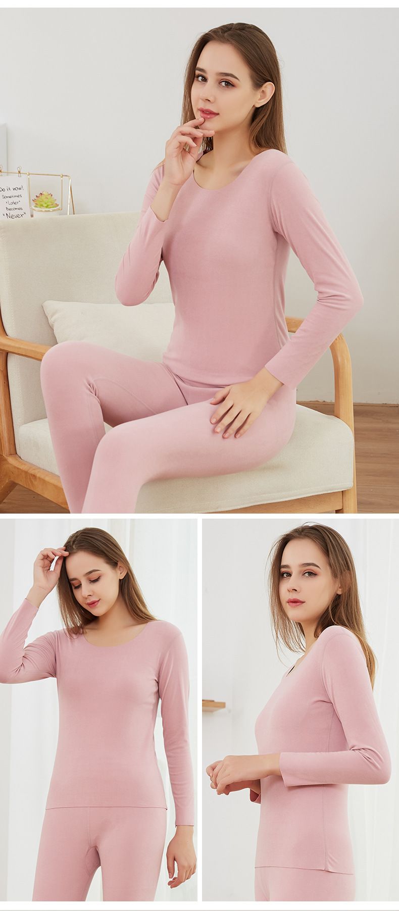 Slim-Fit doppelseitiger Samt-Langunterhosenanzug für Damen, spurlose Thermounterwäsche aus deutschem Samt mit Heizgrundierung_voghion.com
