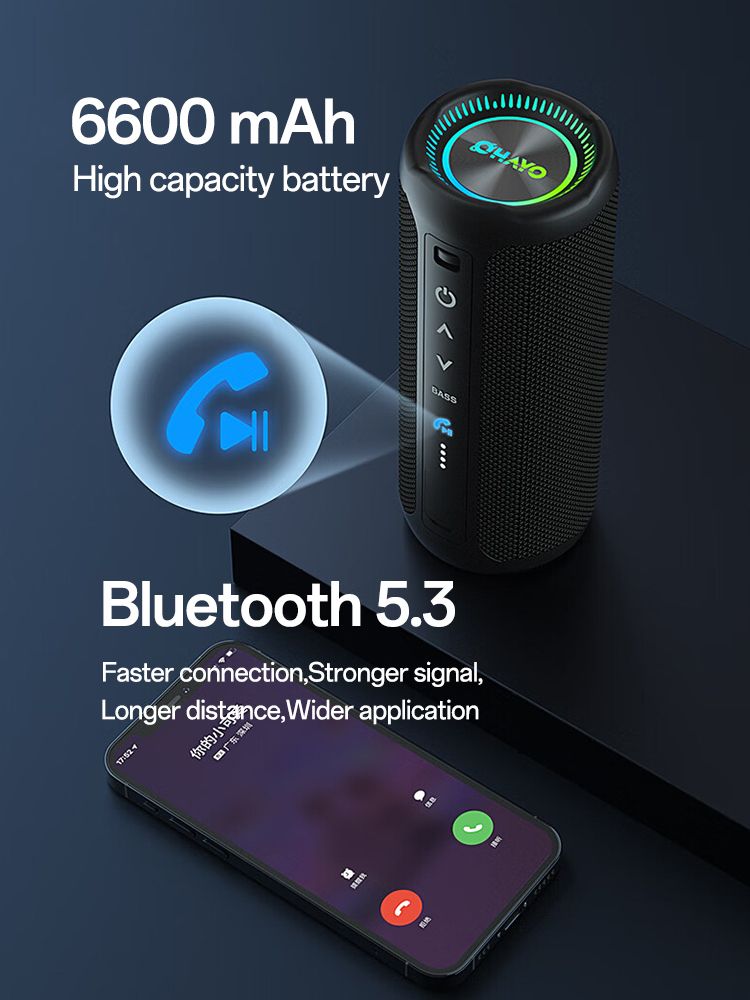 10X Bluetooth Speaker 35W - IPX Waterproof, Powerful Stereo Sound, 24 Hours Playtime, TWS Pairing, Dazzling Lights_voghion.com