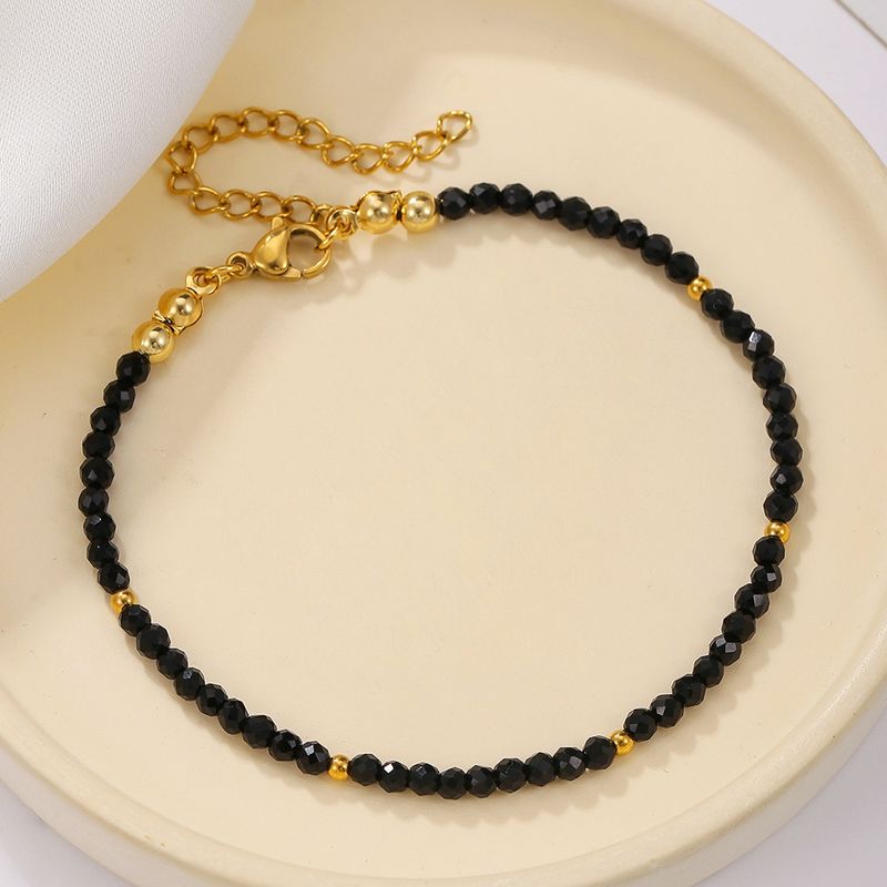 Koreanische Version des Mini-roten und schwarzen Kristall-Ins Retro-Stapelarmbands aus Edelstahl mit Glasperlen für Damen_voghion.com