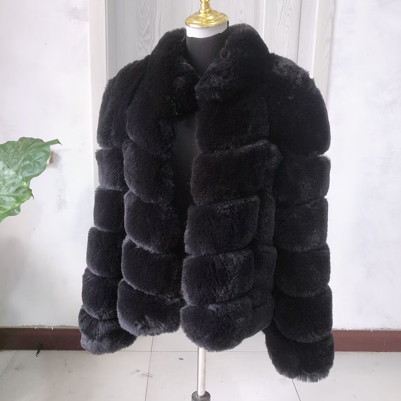 Damen Kunstpelzmantel Winter Wärme Pelzmantel mit quadratischem Kragen Design Mode Damen Kunstpelzjacke Flauschige Jacke_voghion.com