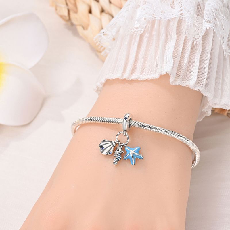 Women's Jewelry Ocean Style Seahorse Turtle Whale Pendant Beads Luminous Light DIY Jewelry Bracelet White Copper Plated 925 Silver_voghion.com