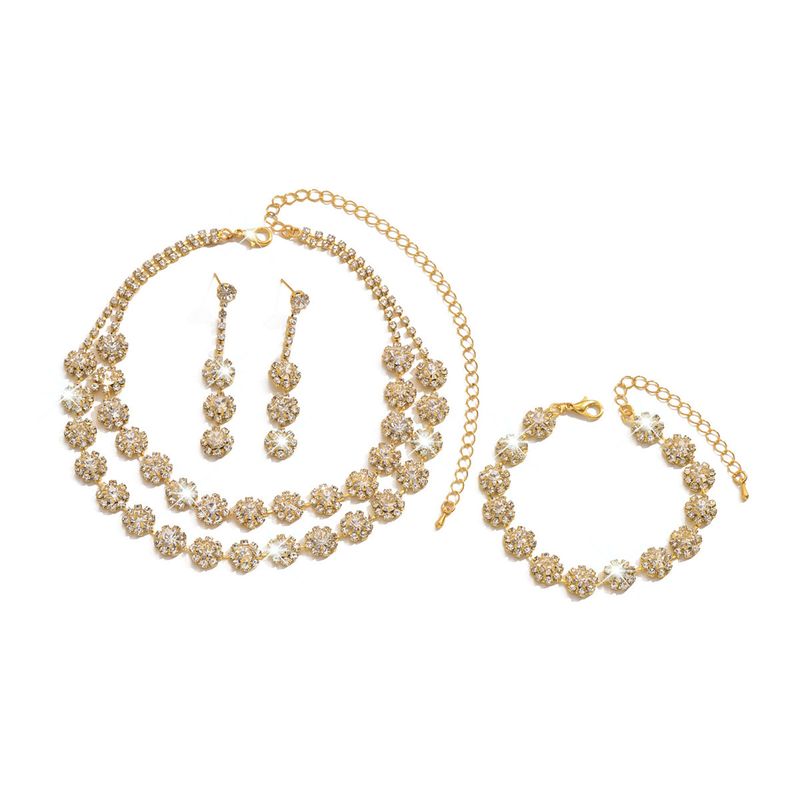 Conjunto de joyas para mujer, joyería de moda, venta al por mayor, accesorios de boda, conjunto de collar y pendientes de diamantes con girasol de doble capa, joyería_voghion.com