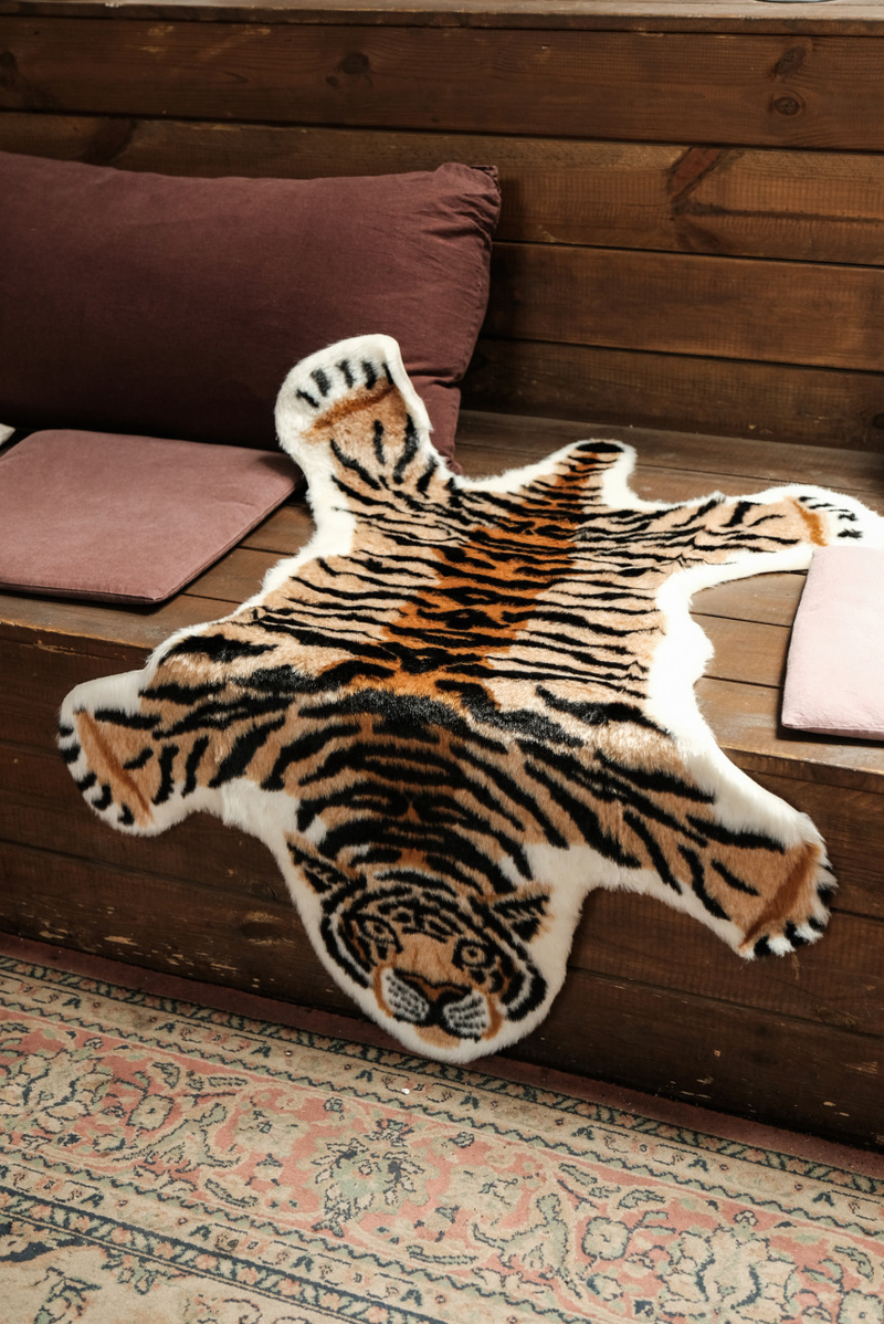 Tiger Tier Muster Haushalt Toilettenvorleger Nachahmung Wolle Bodenmatte Persisch_voghion.com