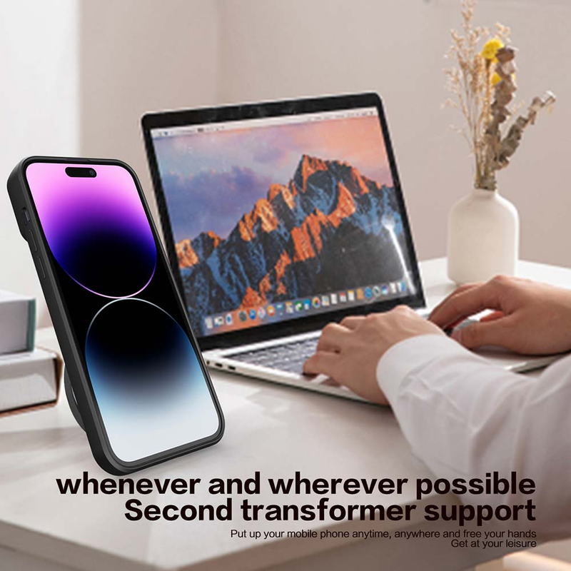 Slide Camera Lens Protection For Magsafe Magnetic Wireless Charging Case For iPhone 11 12 13 14Pro Max Stand Soft Silicone Cover_voghion.com