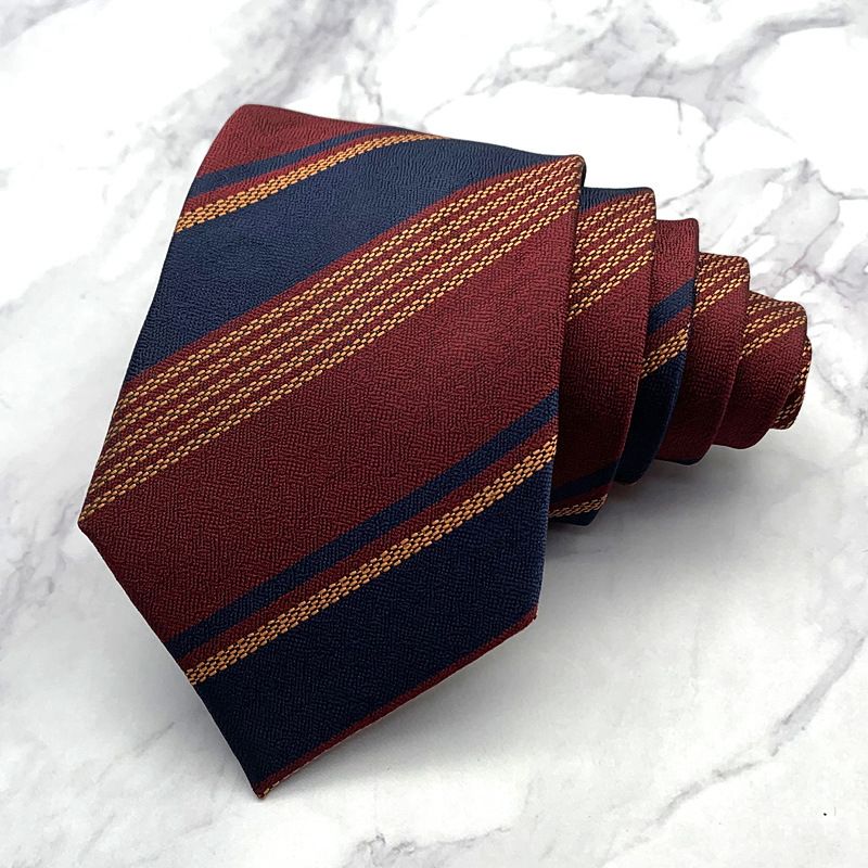 Nuovo abbigliamento formale da uomo alla moda a righe, casual da lavoro, moda britannica, cravatta diagonale a contrasto fatta a mano, 8 cm di larghezza_voghion.com