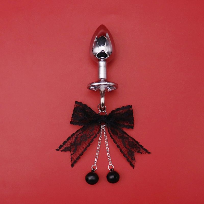 White Lace Bow Bell Anal Plug Erotic SM Flirting Stimulating Nipple Clamps Vaginal Clips_voghion.com