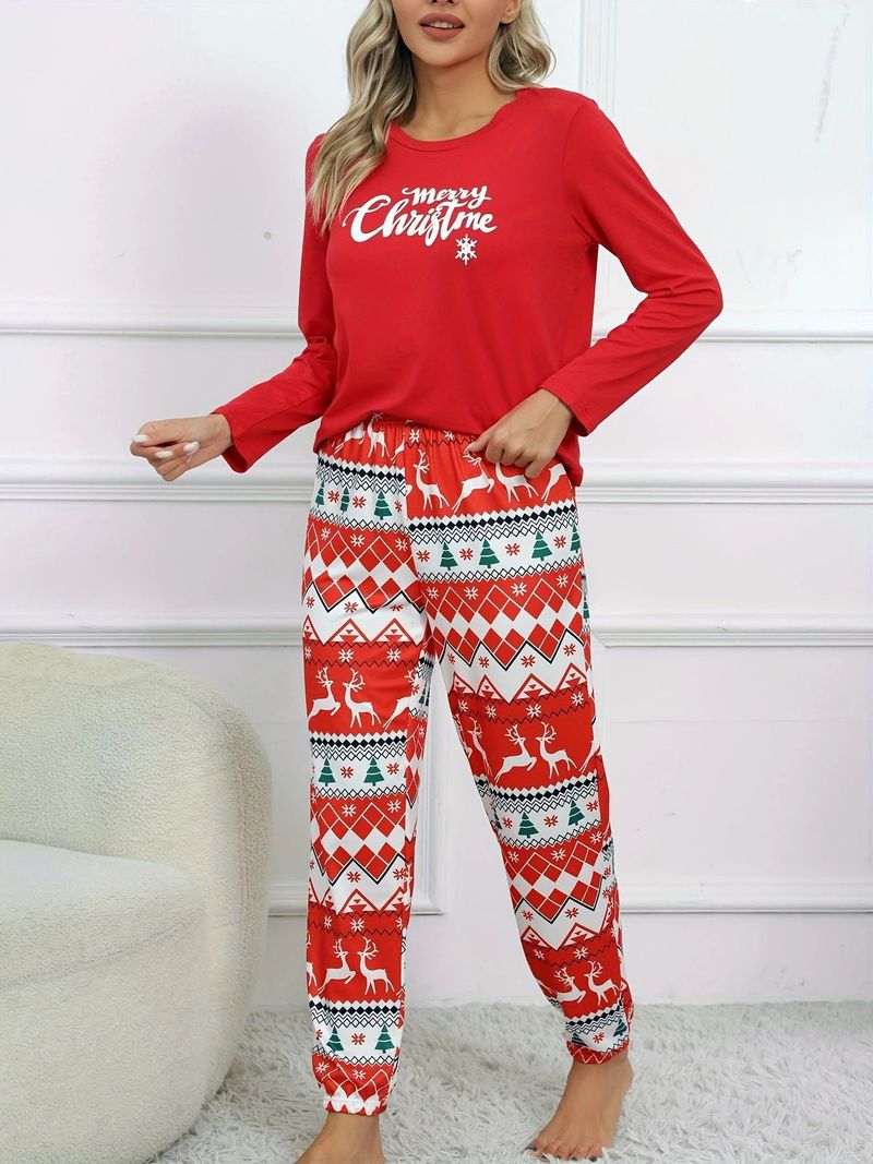 2023 Autumn And Winter New Home Women's Christmas Printed Long Sleeve Set Pajamas_voghion.com