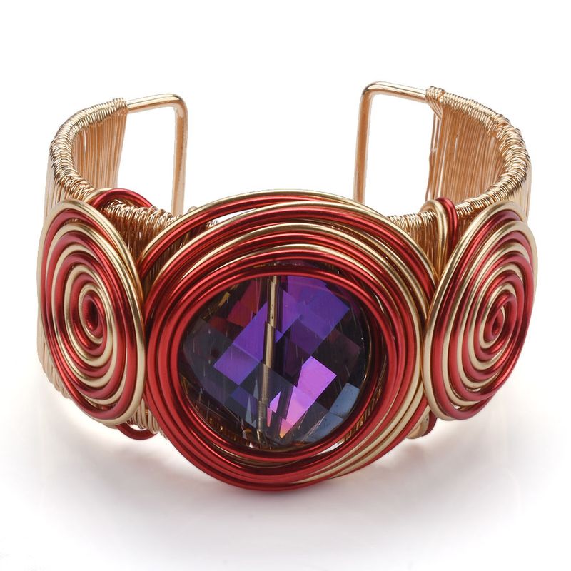Handmade Wire Wrapped Bracelet Exaggerated Jewelry For Women Hollow Metal Bohemian Style Accessories_voghion.com
