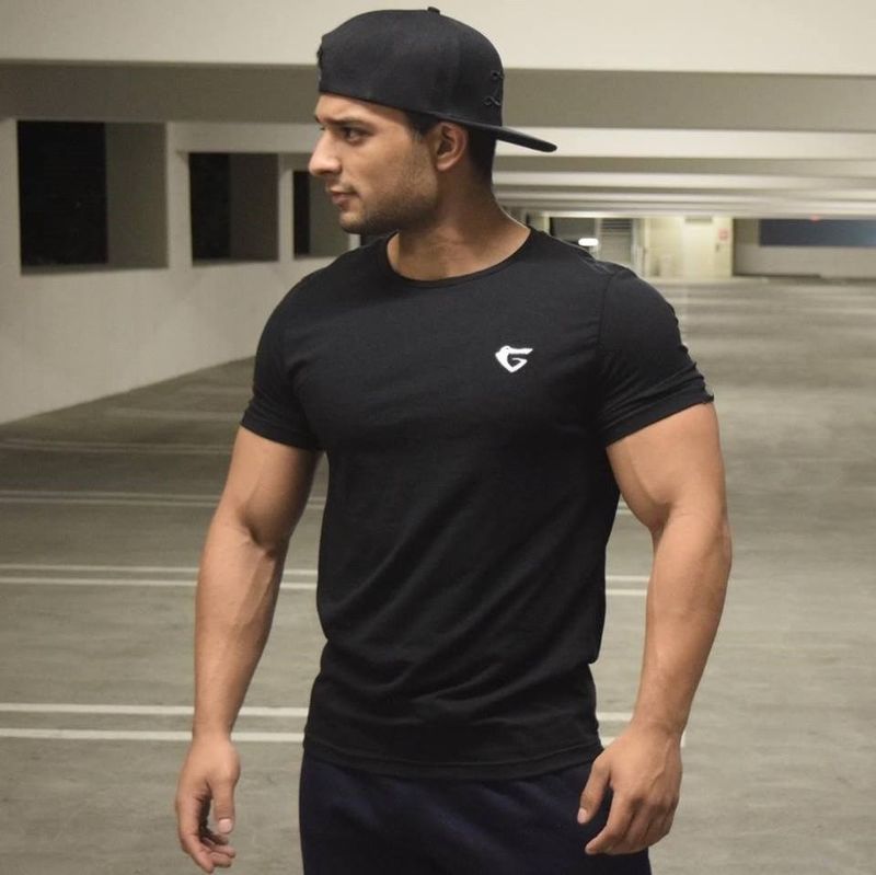 Muscle Brothers Summer New Round Neck Sports Fitness Short Sleeve Breathable Leisure Training Men's T-shirt Trendy_voghion.com