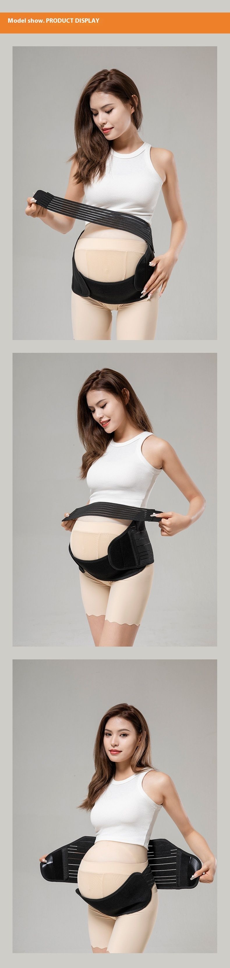 Set da tre pezzi per donne incinte con elastico, traspirante, regolabile in vita e supporto uterino_voghion.com
