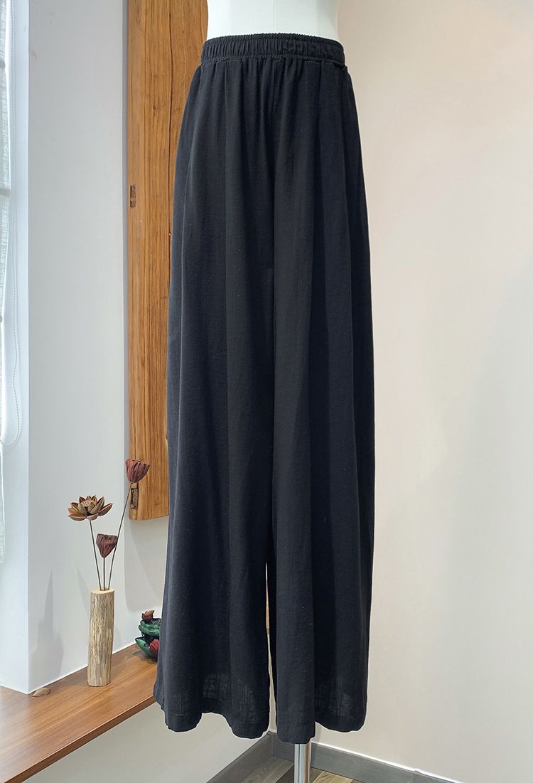 Women's Clothing Textured Linen Versatile Version Lengthen Legs Elegant and Chic Women's Skirt Pants Wide-leg Pants_voghion.com