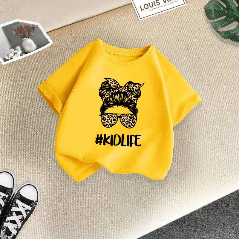 Ropa de bebé, camiseta de manga corta de verano para niños, top de cuello redondo a la moda para niños y niñas, algodón de media manga para bebé_voghion.com
