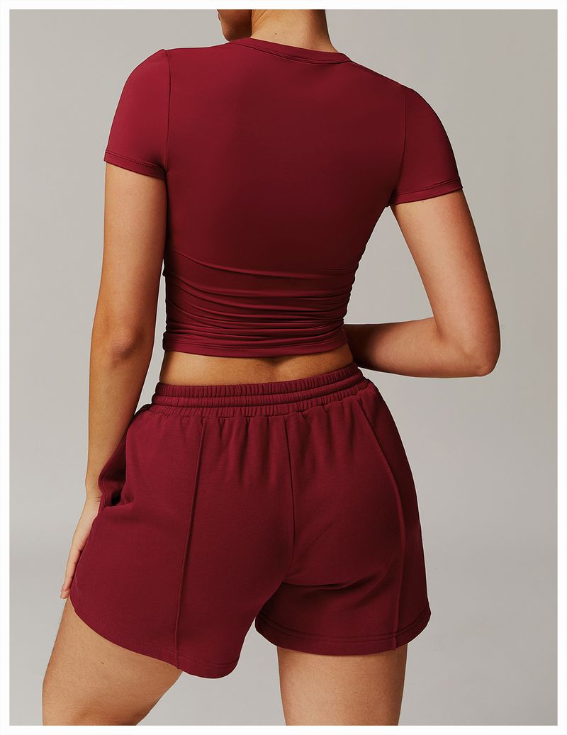 Vêtements pour femmes, haut de yoga moulant à manches courtes, résistant aux chocs, pour la course à pied, le Pilates, le fitness, le sport, le séchage rapide_voghion.com