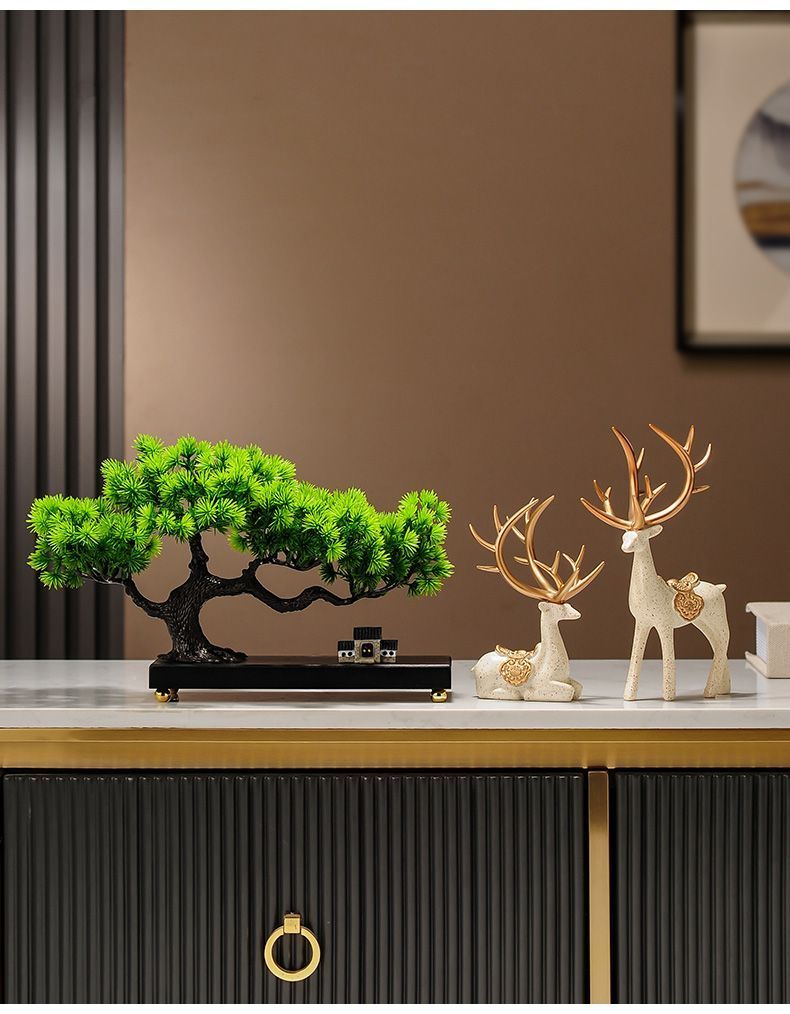 Simulation pseudo accueillant arhat pin coulant peinture sur sable décorations couloir zen chinois étagère Bogu armoire à vin_voghion.com