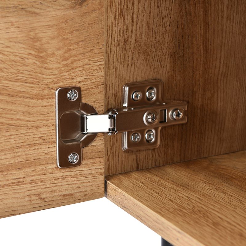 Meuble TV moderne avec finition grain de bois, éclairage LED réglable, 175 L x 31 l x 41 H cm_voghion.com