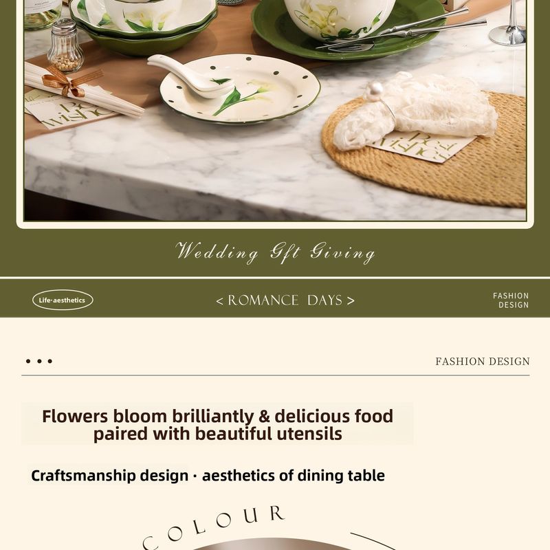 French Calla Lily Tableware Set Home Light Luxury High-end Ceramic Bowl Plate Box New Wedding Gift_voghion.com