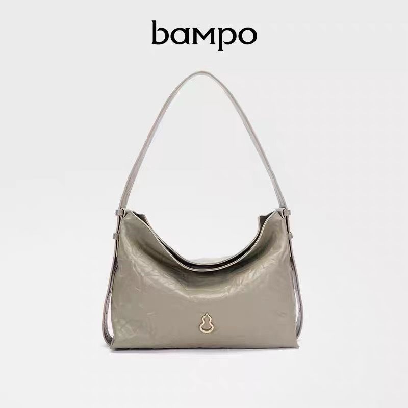 Bolsa de couro BAMPO Banpo Mianmian média pequena, nova, transversal, de ombro, estilo Hobo, para viagem_voghion.com