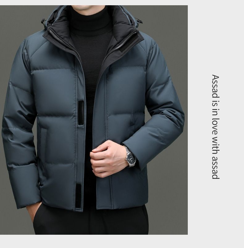 Men's Winter Hooded Down Jacket With Detachable Hood, 550 Fill Power White Duck Down, Windproof & Warm Coat For Youth, Black/Blue/Red_voghion.com