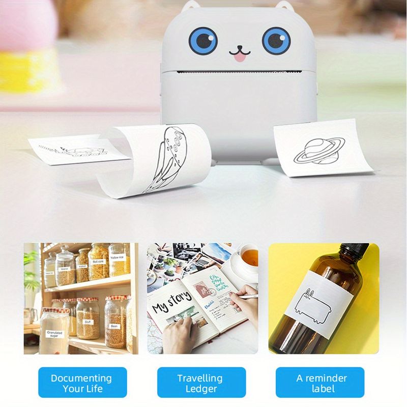 Miniprinter, Smart Pocket Inkless Termisk Printer til iOS og Android, Trådløs Bærbar Kvitteringsprinter til Fotojournal Noter Memo_voghion.com