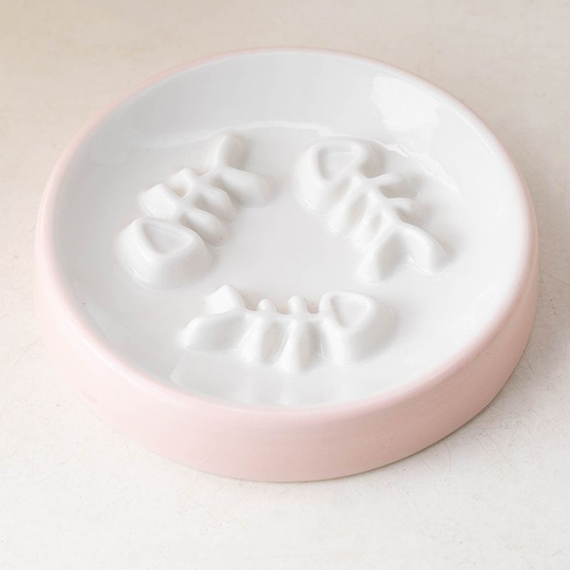Ceramic Pet Neck Protection Anti-Choking Slow Feeder Cat Bowl Dog Food Dish_voghion.com