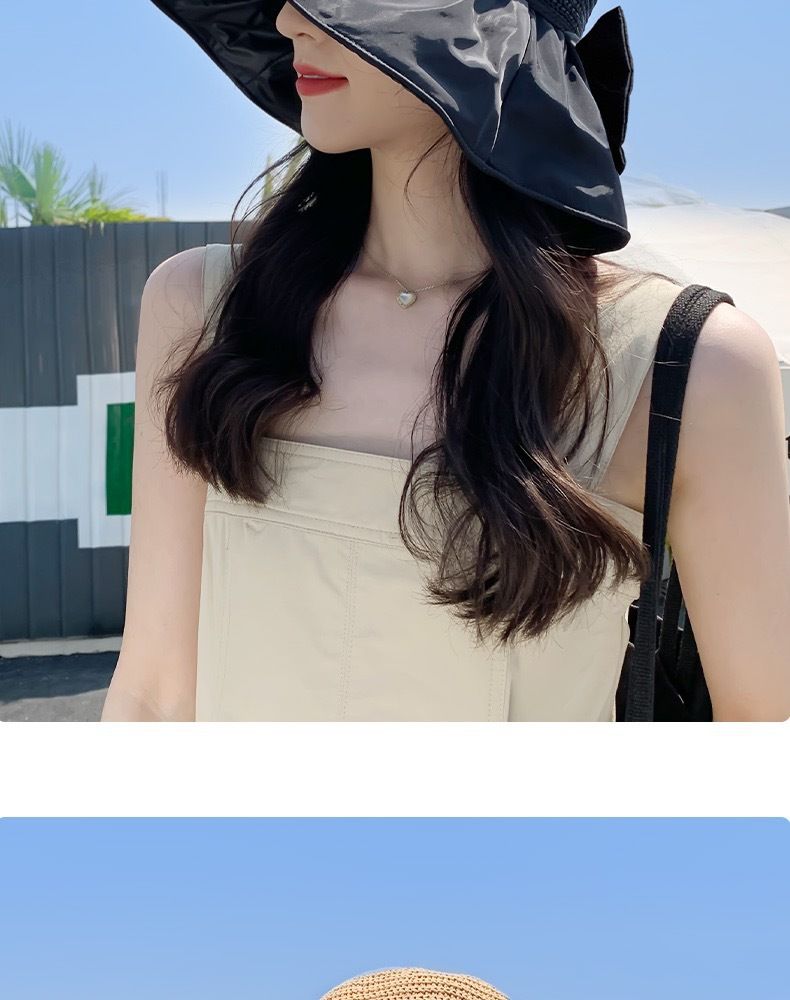 Cappello da sole in gomma nera con fiocco, cappello da pescatore alla moda, casual, per spiaggia, bambini_voghion.com
