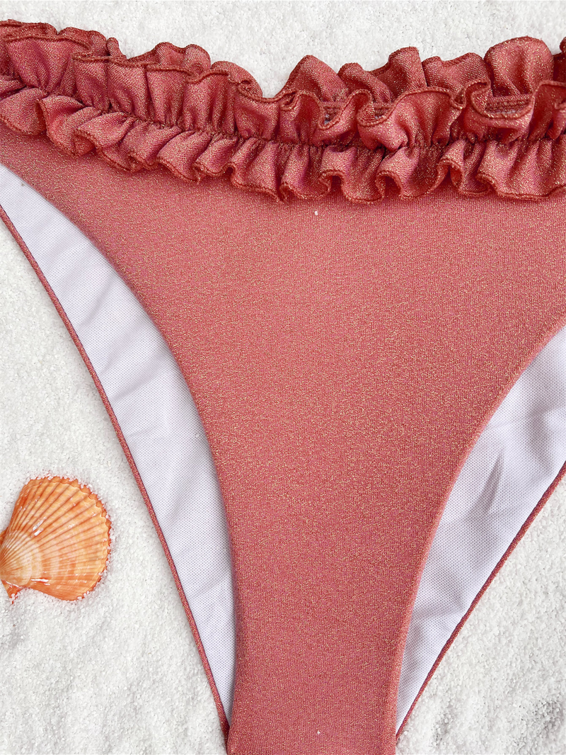 bikini vienkrāsains peldkostīms seksīgs peldkostīms sieviešu peldkostīms bez atzveltnes mežģīņu bikini_voghion.com