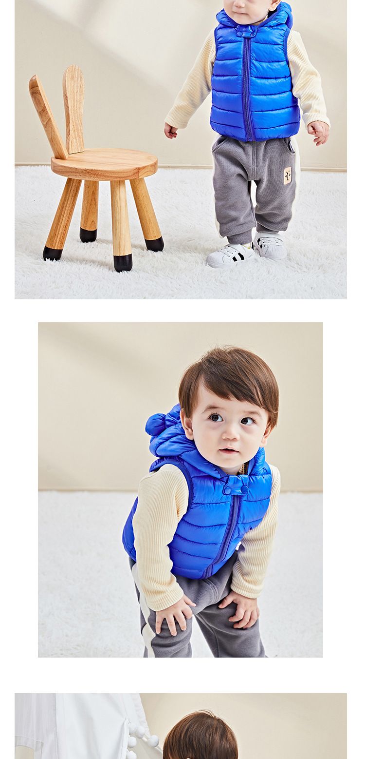 Unisex babyvest met capuchon - lichtgewicht warme jas voor peuters, jongens en meisjes, zacht polyester, schattig dierenorenontwerp, lente, herfst en winter buitenkleding_voghion.com