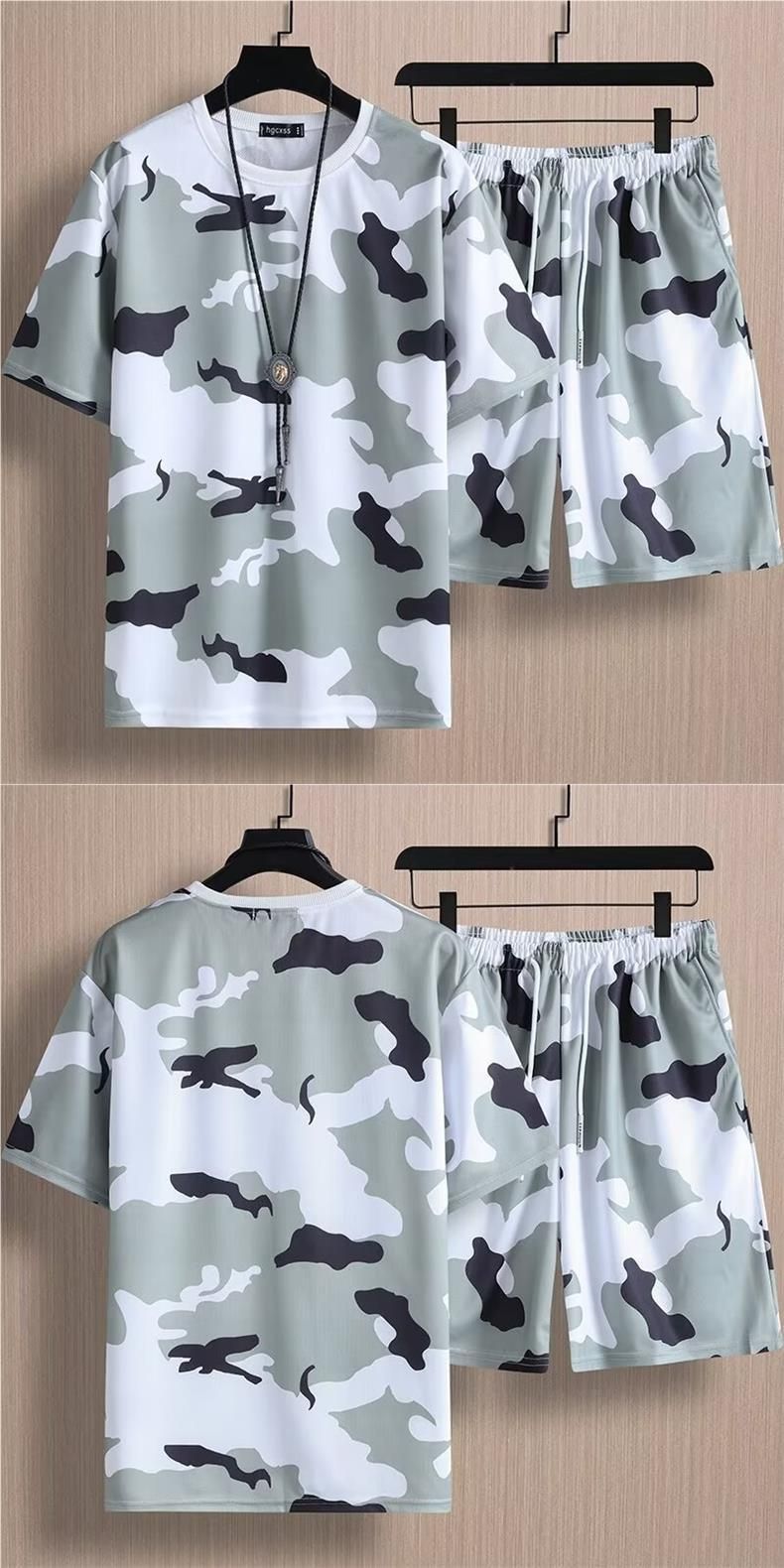 Sportanzug Sommer Dünne Herren Übergroße Mollige Kurzarm T-Shirt Shorts Laufen Fitness Sportswear_voghion.com