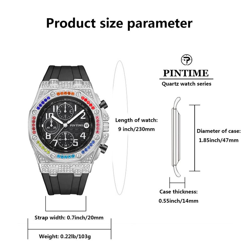 Luxuriöse Herrenuhr mit Diamantakzenten, Multifunktions-Chronograph, Datumsanzeige und 30 m Wasserdichtigkeit – Roségoldgehäuse und Silikonarmband_voghion.com