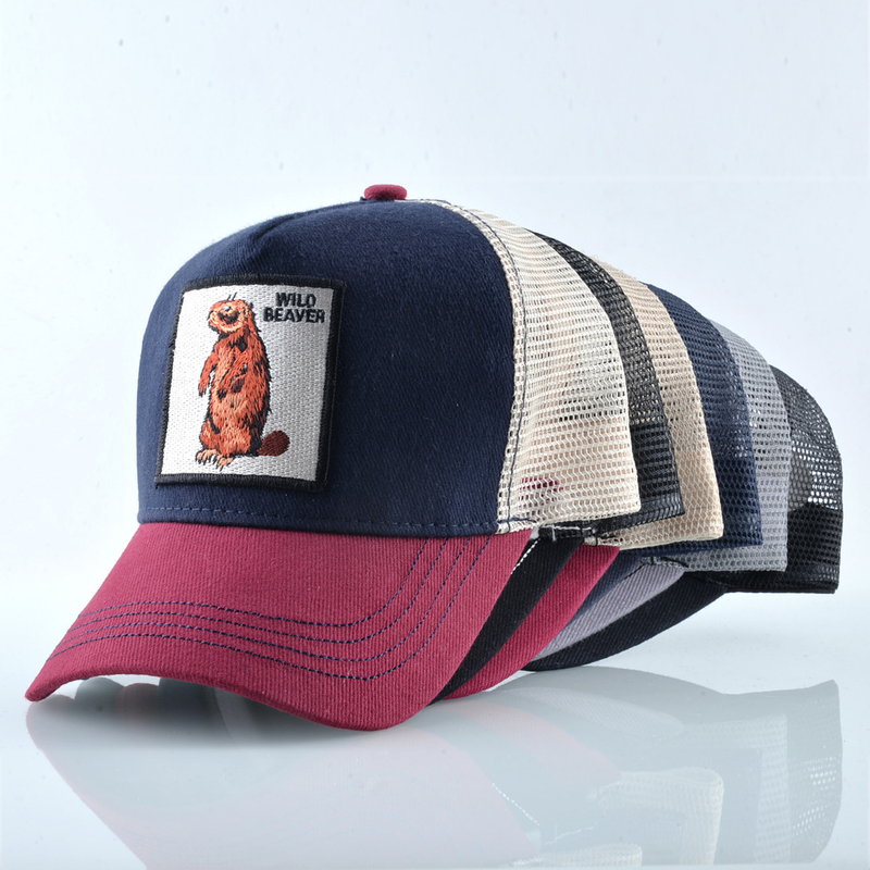 Casquette de baseball brodée d'animaux, nouvelle collection européenne et américaine, casquette en maille, commerce extérieur, pour hommes et femmes, patch_voghion.com
