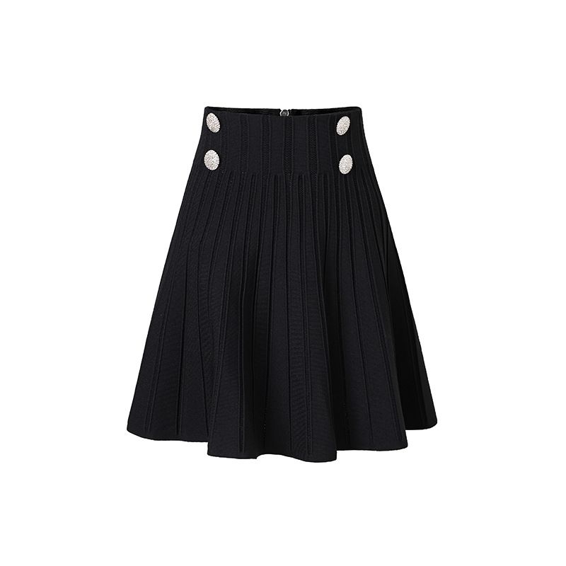Women's Clothing new style elegant pleated skirt waist slimming ruffled hem v neck cardigan jacket + short skirt suit_voghion.com