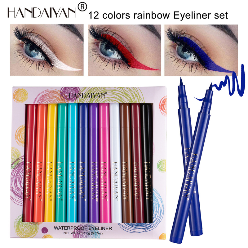 HANDAIYAN 12-Color Eyeliner Pencil Set - Quick-Dry, Smudge-Proof, Matte Eyeliner Gel Kit_voghion.com