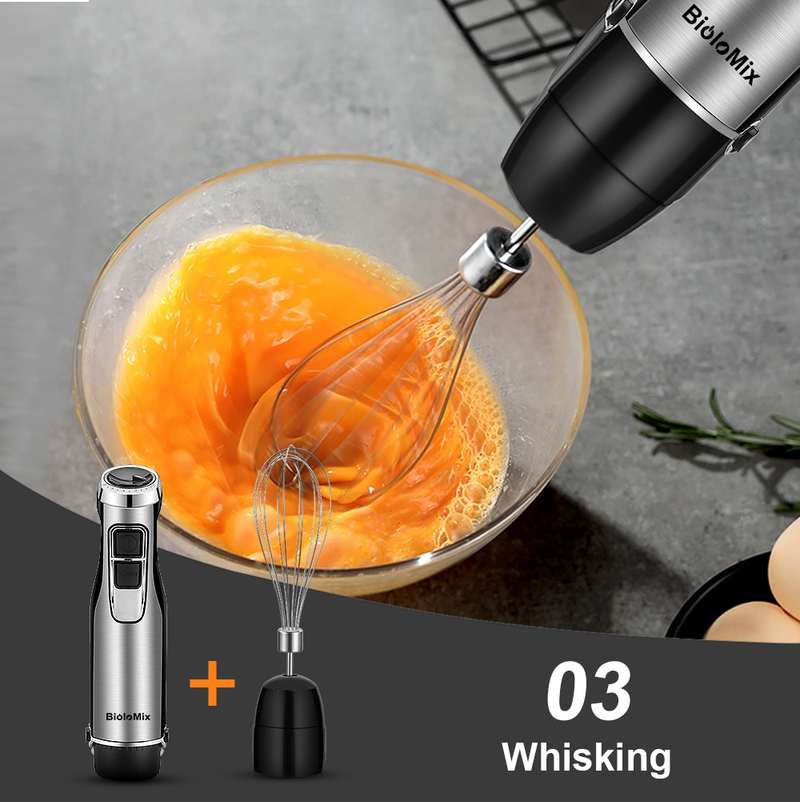 Biolomix 4-i-1 kraftfull stavmixer med immersionssystem innehåller hackare och smoothiekopp med isblad i rostfritt stål Ny populär_voghion.com