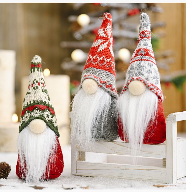 Christmas decorations Snowflake knitted hat forest old man figure decoration creative new faceless doll_voghion.com