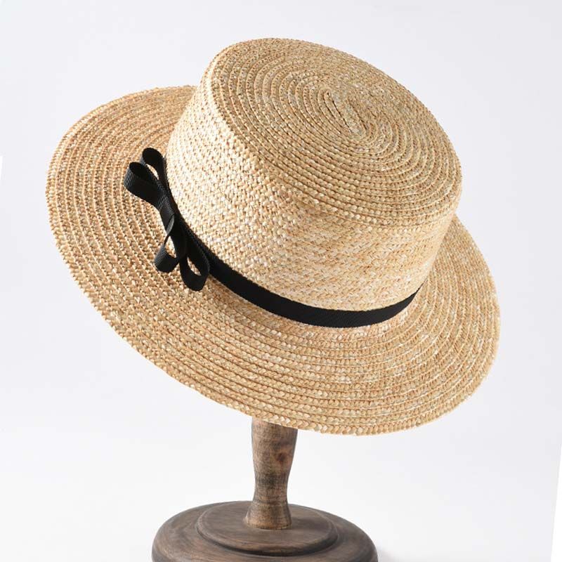Fashion Fashion Classical Beach Ribbon Bowknot Boater Wide Brim Summer Sun Hats for Women Ladies Wheat Straw Cap Kentucky Derby Hat_voghion.com