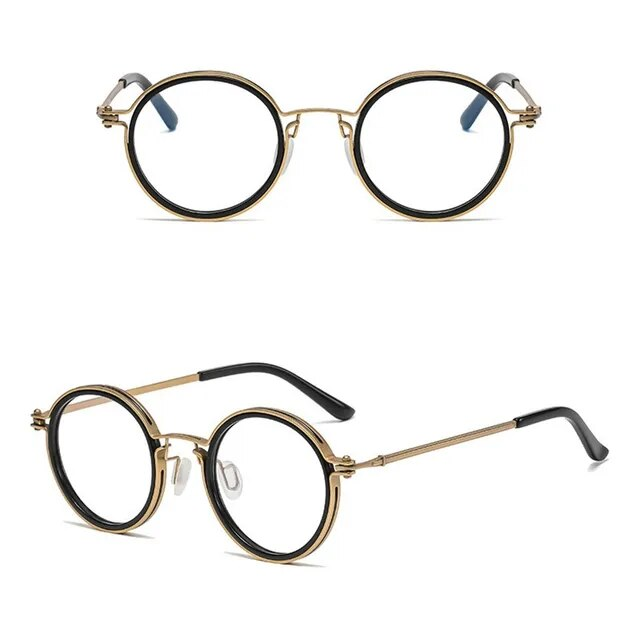 Lesebrille Herren Luxus Runder Rahmen Lupenbrille Klare Linse Anti Blaulicht Brille Männer Frauen Metall Lesebrille Neu_voghion.com