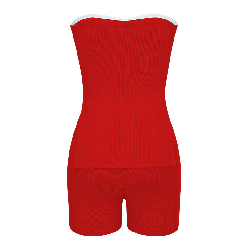 Women's knitted pit strip solid color fashion casual suit_voghion.com