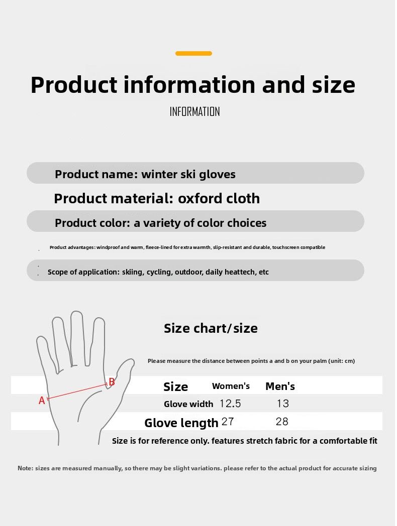 Women's Ski Gloves, Fleece-Lined, Thickened, Windproof, Waterproof, Non-Slip, Touchscreen, Cold-Resistant, Winter Warm_voghion.com
