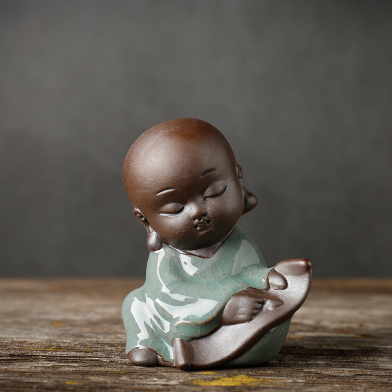 Exquisite Lila Ton Kleine Mönch Haustier Keramik Schach Malerei Kalligraphie Zen Handwerk Reichtum Anziehende Kleine Ornament Kung_voghion.com