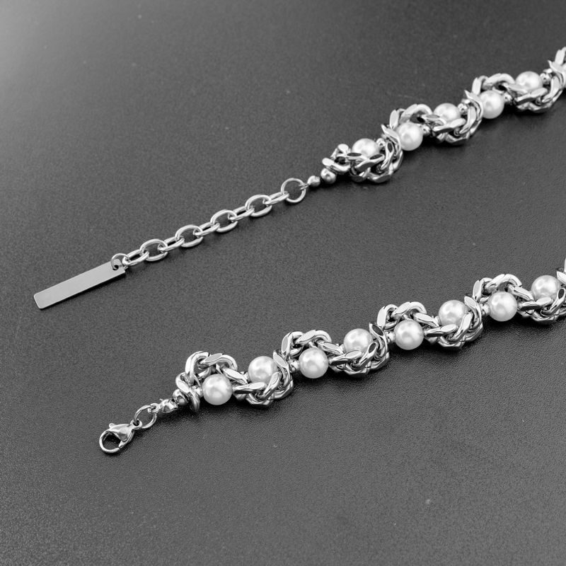 Snake Style Layered Necklace Pearl Cuban Trendy Brand High-end Design Sense Choker Wrapped Clavicle Chain Trend_voghion.com